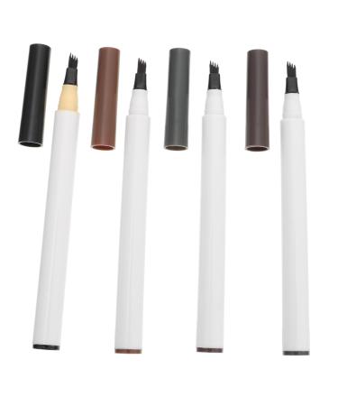 Outanaya 4pcs Four Forked Eyebrow Pencil Cosmetic Finger Holder Protector Eyebrow Pencil Dark Brown Abs