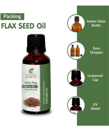 Flax Seed Oil 15 ML | 100% Pure Natural Therapeutic Grade Linum Usitatissimum Carrier Oil - International Shipping Available - Buy Online on GoSupps.com
