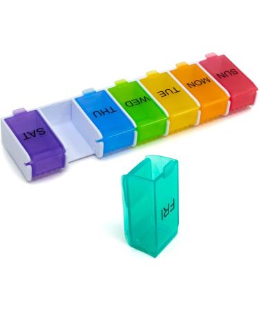 Weekly Pill Organizer - 7 Day Rainbow Detachable Medicine Box for Vitamins & Supplements - International Shipping Available - Buy Online on GoSupps.com