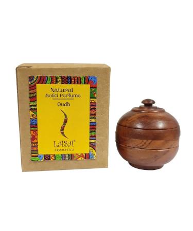 ANANYA FASHION & CRAFTS HUB Oudh Natural Solid Perfume Beeswax Long Lasting Body Fragrance Balm Solid State Eau De Perfum in Wooden Jar 6 gm