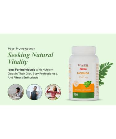 patanjali Nutrela Moringa 2000mg Tablets | Natural Superfood Supplement for Energy Immunity & Daily Wellness | 120 Vegetarian Tablets - Buy Online on GoSupps.com