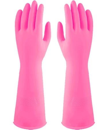 Latex dishwashing gloves beef tendon thickened and lengthened rubber gloves 38cm laundry cleaning rubber gloves 38cm extra-thick red (extra-thick no fleece) Medium - Buy Online on GoSupps.com