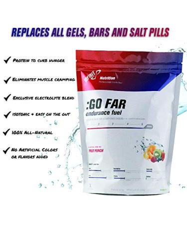 INFINIT Nutrition Go Far Fruit Punch - All-in-one 280 Calories Per Serving Endurance Sport Hydration Drink Mix with Protein - No Gels Bars or Salt Pills Natural Carbs Electrolytes & BCAA - Buy Online on GoSupps.com