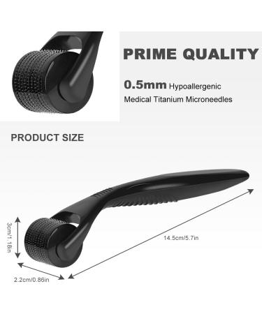 LOPHE Derma Roller 0.5mm Microneedle Derma Roller for Men and Women Professional Microneedling Derma Needling Micro Needle Roller Facial Wrinkles Hair Loss Stretch Marks Hair Regrowth Black head + black handle - Buy Online on GoSupps.com