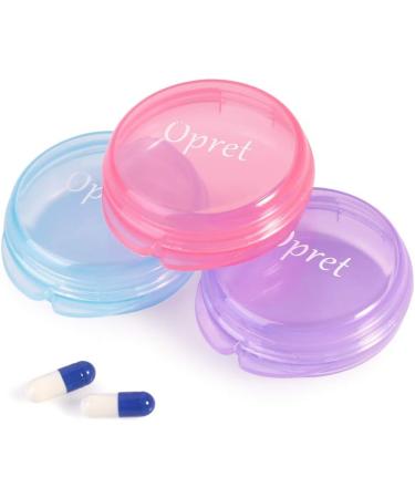 Portable Opret Tablet Box - Compact Pill Organizer for Vitamins & Fish Oil (3 Compartment Blue/Purple/Pink) - Buy Online on GoSupps.com