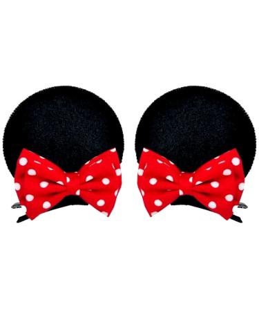 Double Bows Red Pink Polka Dots Hair Clips Costume Accessories: M23 (MC 2 Bows)