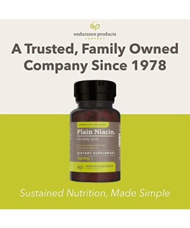 Niacin 250mg Immediate Release with Flush - Nicotinic Acid 100 Tablets | Non-GMO Vegan Gluten Free - Endurance Products Company - Buy Online on GoSupps.com