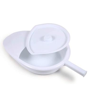 Bedpan with Lid & Handle Firm Thick Stable PP Bedpan Portable Bed Pans for Bedridden Patient for Men and Women