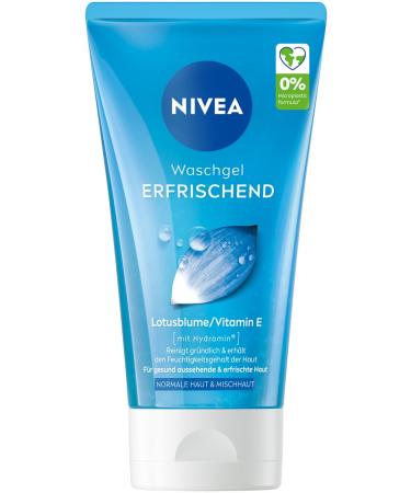 NIVEA Gel lavant rafra chissant gel nettoyant doux la vitamine E et la fleur de lotus nettoyant doux pour le visage tonifie et hydrate la peau (150 ml) Peau normale et mixte