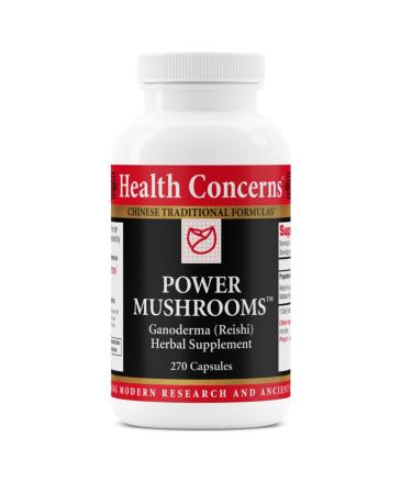 Health Concerns Power Mushrooms Immune Support & Energy Reishi Tremella Maitake Poria Mushroom Extract Digestive & Respiratory Health Herbal Supplement Qi & Yin Tonic 270 Capsules