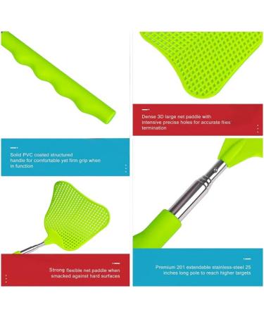 Telescopic Fly Swatters Set of 3 - Durable Heavy Duty Handle - Stainless Steel Shaft - Indoor & Outdoor Use (Blue Green Grey) - Buy Online on GoSupps.com