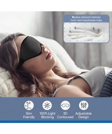 GoneSleep Sleep Mask | 100% Light Blocking Eye Shade for Travel & Yoga | Super Soft Comfort with Adjustable Strap & Earplugs | Black - Buy Online on GoSupps.com
