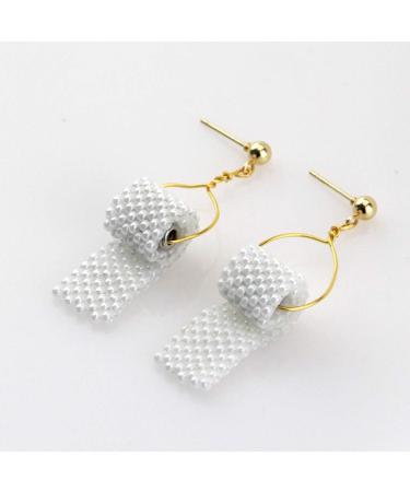 kaixinbukaixin Pearl Toilet Paper Ear Hooks 3D Paper Earrings Roll Ear Drops Jewellery Gifts Gold + White - Buy Online on GoSupps.com