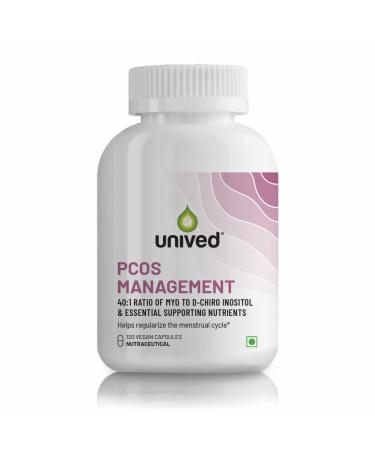 Unived PCOS Management 40:1 Ratio 2000mg Myo-Inositol to 50mg D-Chiro-Inositol with Natural Caronisitol  for Acne Facial Hair Insulin Resistance (1 Month Supply capsules) Unflavored