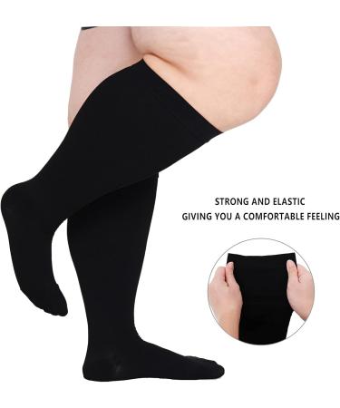 Ywam Compression Stockings for Men & Women | 20-32 mmHg Support Socks for Sport Travel & Flight - 4XL Black - Buy Online on GoSupps.com