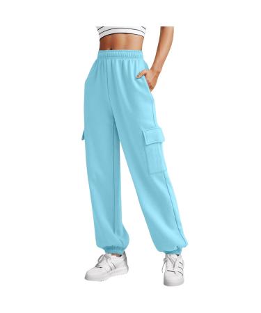 Sport Pants for Women Running Joggers Causal Yoga Gym Sweatpants Comfy Tapered Leg Trouser Jogging Bottoms Lounge Wear XL 3030-djufh-3-lightblue