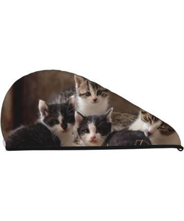 Cat Family Microfiber Hair Towel - Soft Super Absorbent Wrap for Women | Quick Dry Coral Velvet Cap for Long Curly & Thick Hair - Buy Online on GoSupps.com