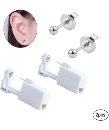 2 Pack Sterile No Pain Ear Piercing Gun - Disposable Ear Stud Gun Set (Silver) | Easy and Painless Piercing Tool - Buy Online on GoSupps.com