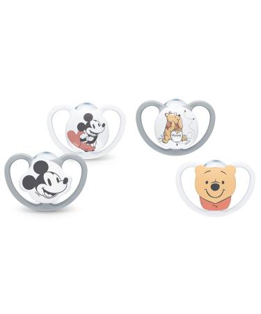 Nuk Space Schnuller |6-18 months |Gray and white |2 pieces & Space Schnuller |6-18 months |Pacifier with extra ventilation |BPA-free silicone |Gray and white |2 pieces