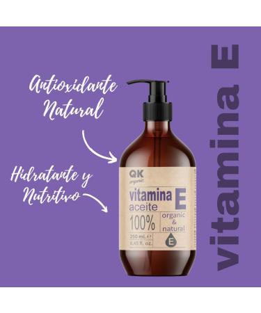 Vitamin E Oil 250 ml - Natural - Antioxidant and Anti-Aging for Face Skin Hair and Nails - Buy Online on GoSupps.com
