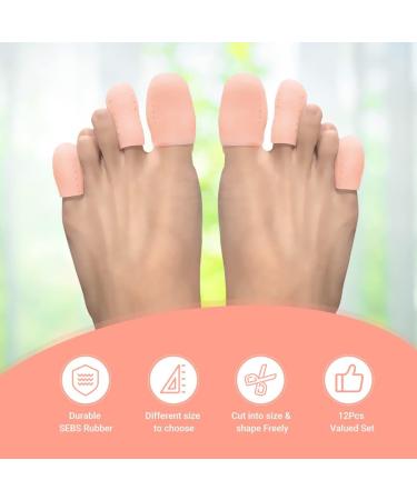 DAILINK Gel Toe Caps - 12 PCS Silicone Toe Protectors for Ingrown Toenails, Corns, Blisters - Breathable Toe Sleeves for Bunion Relief - Beige (S/M/L) - Buy Online on GoSupps.com