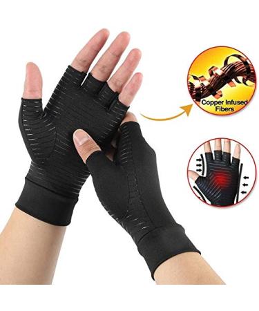 Copper Arthritis Gloves - Compression Gloves for Hands and Fingers Rehabilitation - Size Large (1 Pair), Black - Arthritis Relief for Women Men - Reduce Hand Pain, Swelling, Carpal Tunnel - Buy Online on GoSupps.com