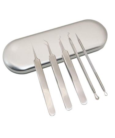5 x Curved Blackhead Tweezers for Skin Blemishes Dermatologists