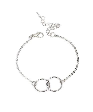 Bracelet Silver Charm Bracelets Compatible with Women Thin Double Circle Chain Bracelet Bangles Trendy Jewelry Accesories