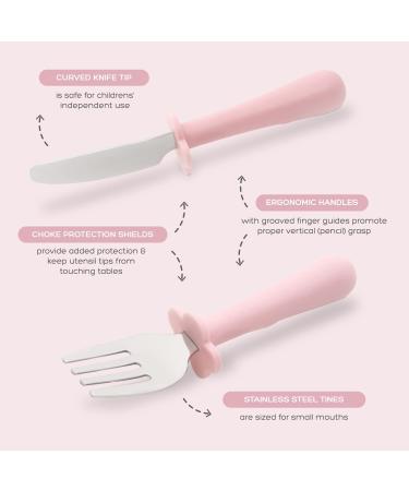 Grabease Stainless Steel Fork Knife & Spoon Set 18m+ - Blush | Baby Utensils for Easy Self-Feeding - Buy Online on GoSupps.com