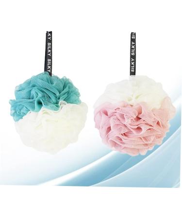 Housoutil Duplicolor 2pcs Large Bath Ball - Soft Mesh Shower Sponge Pouf for Women | Perfect for Relaxing Bath Experience - Buy Online on GoSupps.com