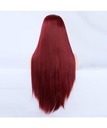 Shop Red Lace Front Wigs | Long Synthetic 150% Density Heat-Resistant 24in Burgundy Lace Wigs - Buy Online on GoSupps.com