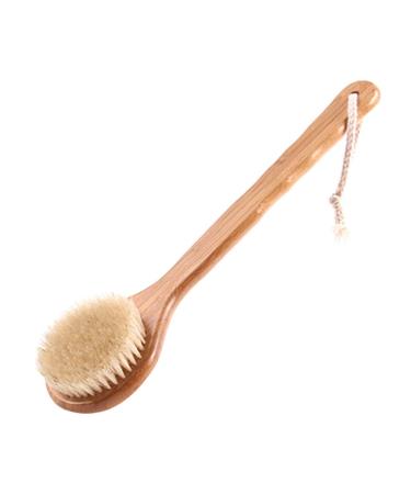 Lurrose Bath Body Brush Long Handle Bamboo Natural Boar Bristle Soft Exfoliating Back Scrubber Shower Brush