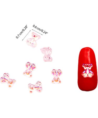 200pack Cute AB Bear Nail Art Decorations Gummy Bear Nail Crystal Bear Beads DIY Crafting Bear Crystal Charm Small deep powder - Buy Online on GoSupps.com