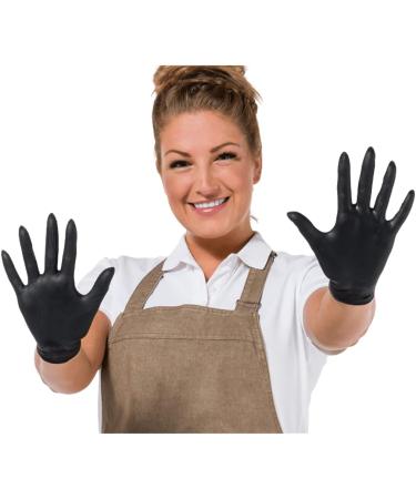 1 BOX MEDIUM | BLACK Nitrile Gloves by RONCO Premium Quality Disposable Gloves | Powder Free | Latex Free | Non-Sterile | Textured Gloves (100 Gloves Per Box) BLACK | 1 BOX MEDIUM - Buy Online on GoSupps.com