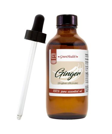 GreenHealth Ginger Essential Oil 4 fl oz (118 ml) | 100% Pure & Natural Therapeutic Grade Steam Distilled | Glass Bottle with Dropper | Aromatherapy Diffuser Home Fragrance