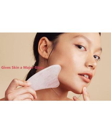 Lippbest 2-Pack Rose Quartz Gua Sha Facial Tools for Massage and Lifting - Natural Stone for Skin Care, Eye Puffiness Relief - Buy Online on GoSupps.com