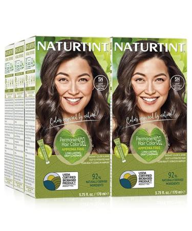 Naturtint Permanent Hair Color 5N Light Chestnut Brown (Pack of 6), Ammonia Free, Vegan, Cruelty Free, up to 100% Gray Coverage, Long Lasting Results 1 Count (Pack of 6) Light Chestnut Brown