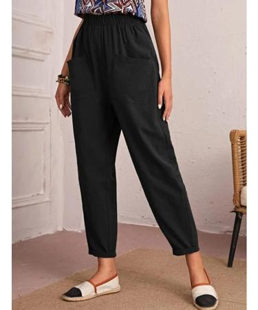 Womens Wide Leg Black Capri Yoga Pants - Comfy Lounge Sweatpants with Pockets - Size XL - Buy Online on GoSupps.com