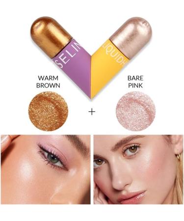 Dual-Ended Highlighter Liquid Luminous Facial Highlighter Waterproof and Long-Lasting Natural Skin Tone (Champagne powder) - Buy Online on GoSupps.com