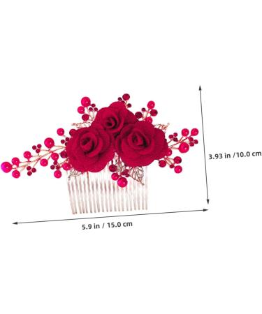 Mikinona Rose Hair Comb Bridal Hair Side Comb Wedding Hair Side Comb Bride Hair Side Comb Wedding Hair Comb Bridesmaid Hair Comb Hair Jewelry Comb Hair Decoration Hair Fork Red Zinc Alloy - Buy Online on GoSupps.com