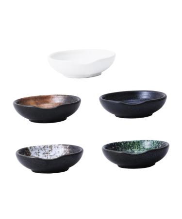 Milisten 5pcs Sauce Dish Creative Sauce Bowl Sauce Plate Dumpling Holder Dish Seasoning Dipping Bowls Food Containers Sushi Dipping Bowl Mini Dish Sub-Plate Japan Round Ceramics