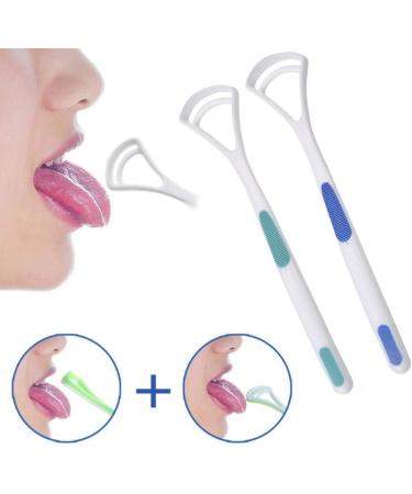 Qingshangmmm Tongue Cleaner Scraper - 2 Pack for Fresh Breath & Oral Health | Removes Bacteria - 18cm for Adults & Children - Buy Online on GoSupps.com