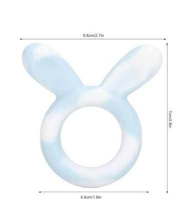 Baby Teething Toys Silicone Teethers Ring Shape Bunny Ear Bracelets for 3 Months Infant (White Blue) - Buy Online on GoSupps.com