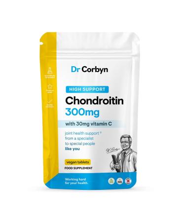 Dr Corbyn Chondroitin Sulfate 300mg with Vitamin C Tablets | 90% Marine Chondroitin Supplement + Vitamin C | Maintenance of Normal Bones & Cartilage | Collagen Formation (240 Tablets)