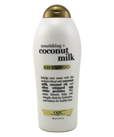 OGX Nourishing Shampoo Coconut Milk Salon Size (2) 25.4 Ounce Bottle Paraben Free Sulfate Free Sustainable Ingredients Hydrating Balancing and Strengthening