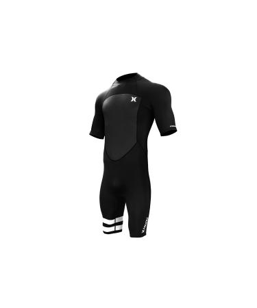 Hurley Mens Wetsuit - Fusion 202 2/2MM Short Sleeve Wetsuit for Men - UPF 50+ Stretch Neoprene Shorty Wet Suit with Back Zip Medium