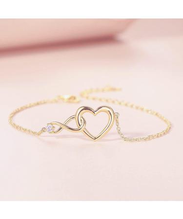Infinity Bracelets for Womens Jewellery Silver Plated Bracelet ladies Love Heart Bracelets Gifts Crystal Bracelet with Zircon Adjustable Heart Bracelet for Women Teen Girls Charms Xmas Rose Gold - Buy Online on GoSupps.com