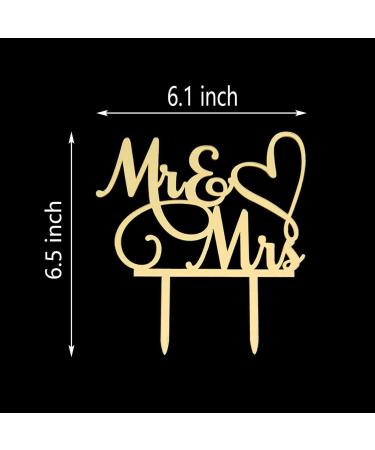 AMINJIE Mr and Mrs Cake Topper Bride and Groom Sign Wedding/Engagement Cake Toppers Decoration Mirror Gold Acrylic - Buy Online on GoSupps.com