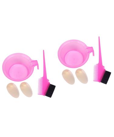 FRCOLOR 4 Sets Hair Dye Bowl Hair Paint Brush Hair Salon Tool Hair Dyeing Supplies Hair Coloring Brushes Hair Dyeing Comb Hair Dyeing Brush Hair Coloring Kit Baking Oil Inverted Film Pink