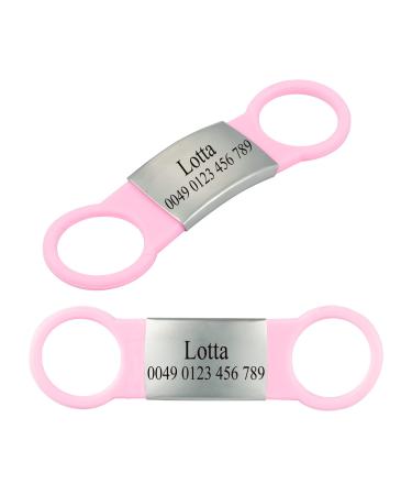 2 pieces of silicone dog brand with engraving pet ID brand to postpone personalized animal brands for dogs and cats rosa l (2 Pack)